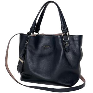 トッズ TOD’S ハンドバッグ 2WAY ショルダーバッグ レザー ブラック レディース 中古