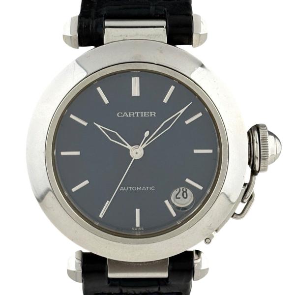カルティエ CARTIER パシャ W31014M7 腕時計 SS レザー 自動巻き ブルー系 メン...