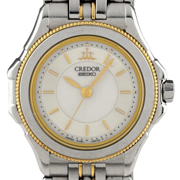 セイコー SEIKO クレドール 4J81-0A30 腕時計 YG SS クォーツ シルバー レディ...