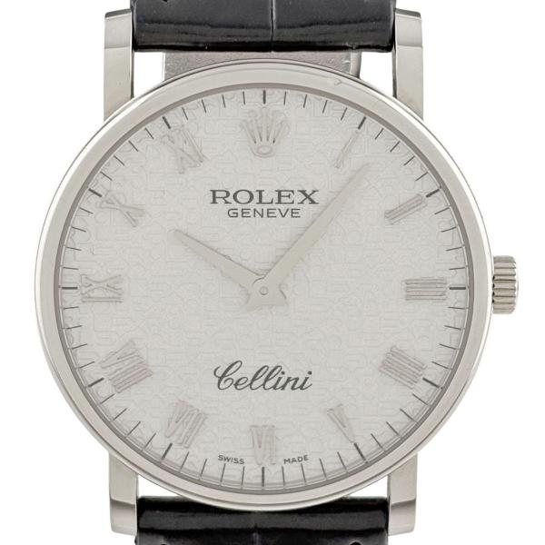保証書 ロレックス ROLEX チェリーニ 5115/9 腕時計 WG レザー 手巻き シルバー ボ...