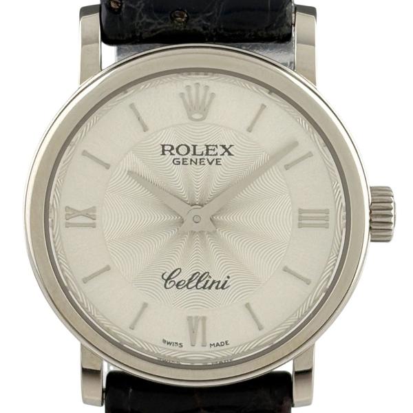 保証書 ロレックス ROLEX チェリーニ 6110/9 腕時計 WG レザー クォーツ シルバー ...