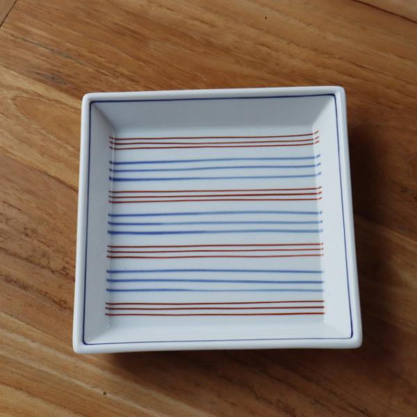 染茶線四角皿 / 丸モ高木陶器
