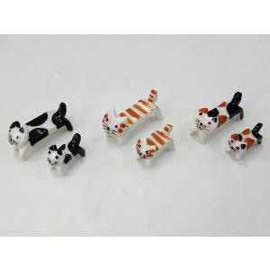 ネコの筆置き ２匹セット 「陶器 筆架 書道用品」