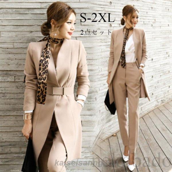 卒業式 服 母 セットアップ パンツスーツ スーツ レディース 春 秋 スカーフ付き 長袖 フォーマ...