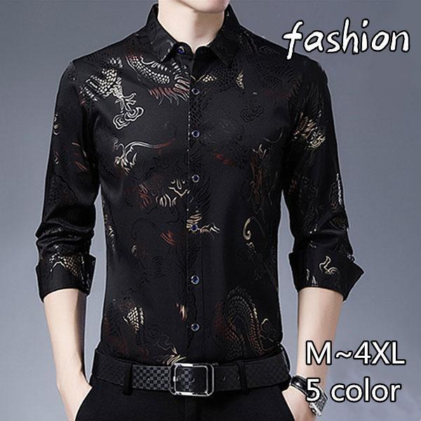 シャツ 長袖 メンズ 開襟シャツ トップス ゆったり ストレッチ 春 夏 秋 多色 ビジネス 厚手 ...