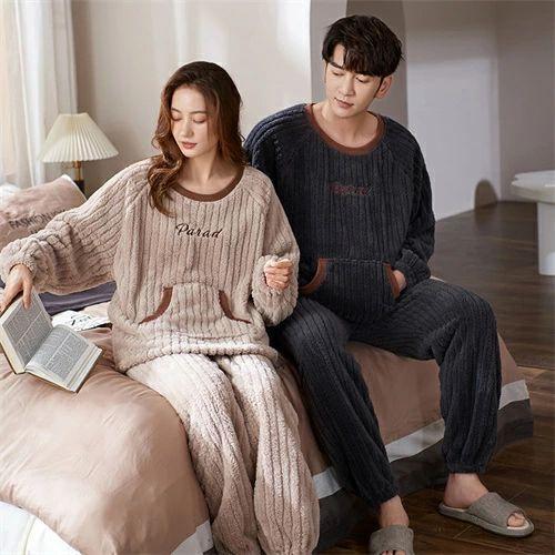 ペアパジャマ 冬 モコモコ 男女2着 セット カップル ペア ルームウェア 長袖 ペア パジャマ 夫...