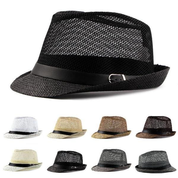 麦わら帽子 メンズ パナマ帽 帽子 メッシュ ハット 風通し 日よけ帽子 UVカット 紫外線対策 夏...