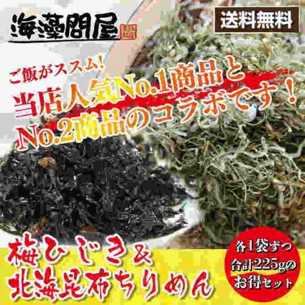 お試しコラボセット＿ 梅ひじき150g＋北海昆布ちりめん75g 送料無料 ぽっきり 母の日 父の日 ...