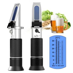 ビール醸造用 屈折計 | 糖度(Brix 0-32%)・麦汁比重(SG 1.000-1.130) 同時測定 | ATC内蔵・日本語説明書付き | 家庭