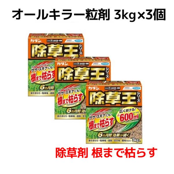除草剤 雑草 効果 オールキラー粒剤 3kg×3個 農薬 カダン 除草王 ササ スギナ 予防 効果 ...