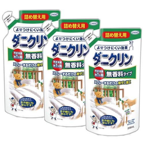 ダニ忌避 UYEKI ダニクリン無香料タイプ(詰め替え用)230ml×3個セット