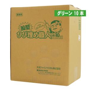 補修材 工事 ひび割れ パテ 瞬間 ひび埋め職人 グリーン 250ccカートリッジ×10本入 コンクリート床のヒビ割れ 補修工事用｜kaiteki-club