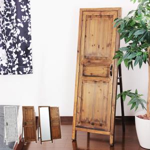 スタンドミラー アンティーク ドア風 扉付き 木製 姿見 鏡 全身鏡 爆買