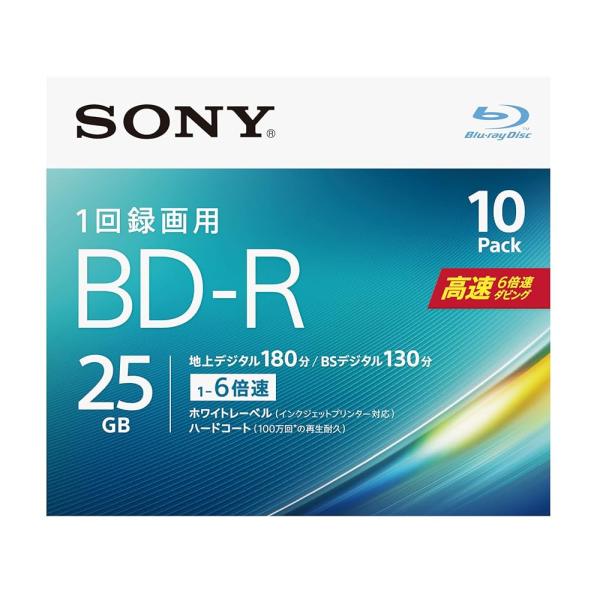 ソニー ブルーレイディスク BD-R 25GB (1枚あたり地デジ約3時間) 1回録画用 10枚入り...