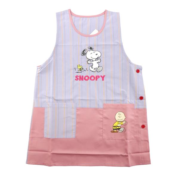 スヌーピー アップリケ エプロン 左サイドボタン 保育士 キャラクター 30589