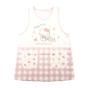 ハローキティ エプロン 転写 サイドボタン 保育士 キャラクター ピンク 41289p