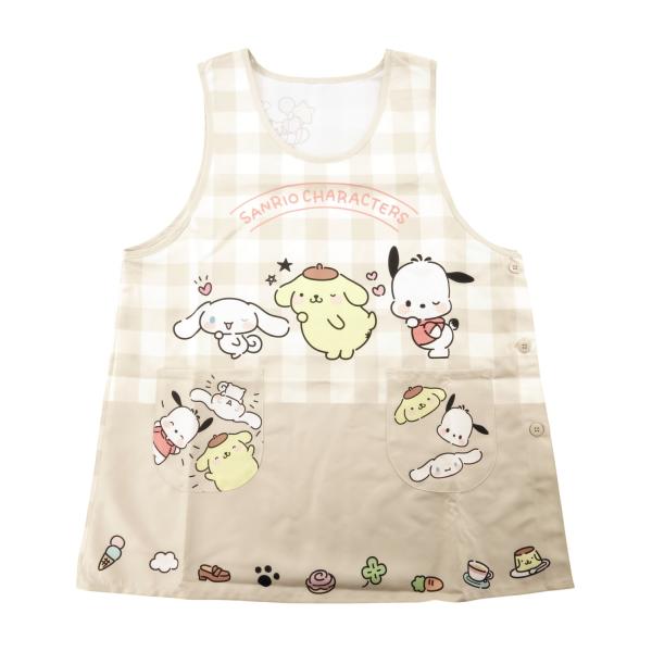 サンリオ犬キャラMIX エプロン 大きいサイズ 3L4L 転写 サイドボタン 保育士 キャラクター ...