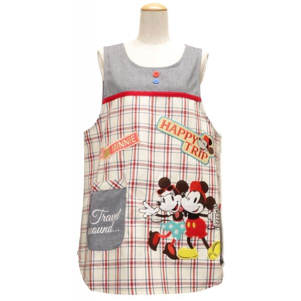 ミッキー&amp;ミニー キャラクターエプロン 保育士エプロン 首・腰ボタン キャラクター エプロン ディズ...