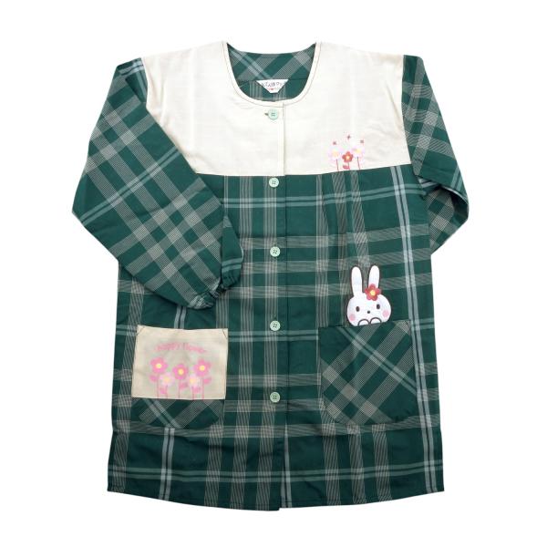 [ジェス] おてんばママ スモック 前開き 割烹着 かっぽうぎ エプロン 保育士 グリーン  WA-...