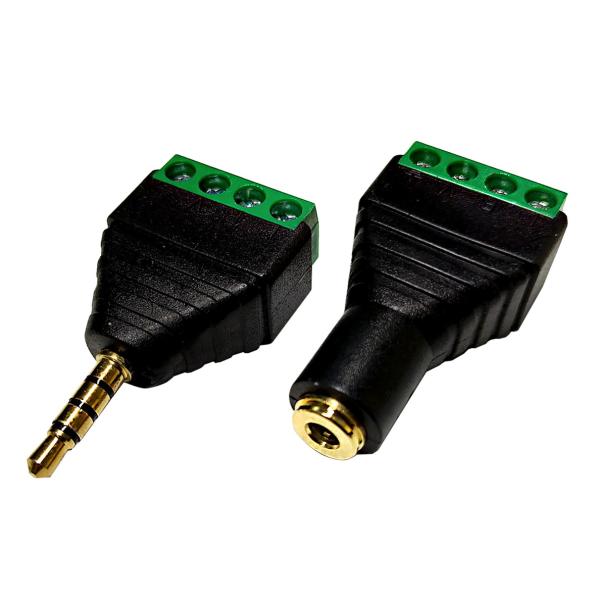 ステレオミニプラグ 4極 3.5mm ドライバー式 オス・メスセット 1個