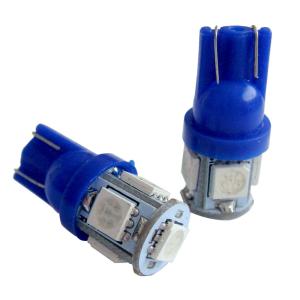 T10 LED ポジションランプ ナンバー灯 ルームランプ 5灯 青色 ウェッジ球 12V車用 2個