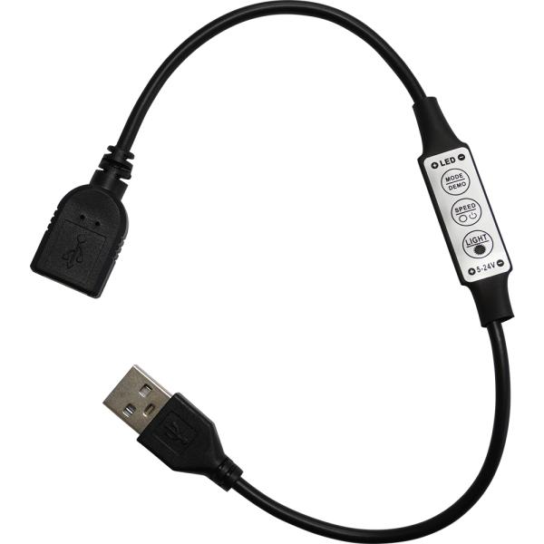 USB 単色用 コントローラ一体型 ミニ調光器 5V〜24V 3スイッチ 10cm×2