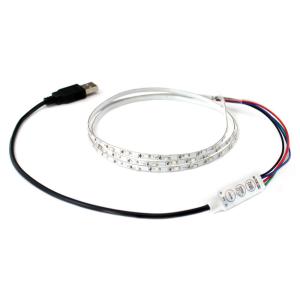 USB 流れるLEDテープライト 防水[1206 SMD] 白ベース 100cm DC5V コントローラ一体型｜kaito-shop