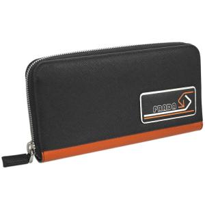 プラダ シャネル 財布 2ml317 Prada メンズ ラウンドファスナー長財布 サッフィアーノ サッフィアーノ パッチ 2ml317 Nero Papaya カーフブラック パパイアオレンジ アウトレット 2ml317sfp Nerp 買付道 Jjブランド専科