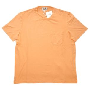 エルメス Tシャツ H037705HA1Q HERMES ソルド メンズ 半袖 丸首 無地 前ポケット付き ライトオレンジ 新品