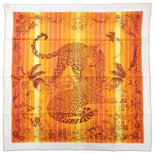 エルメス スカーフ H003369S08 HERMES ソルド カレ90 シルク JUNGLE LOVE オレンジ 03704 新品｜kaitsukedoh