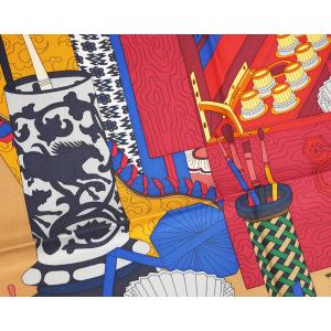 エルメス スカーフ H003119s16 Hermes ソルド カレ ツイル シルク100 90cms Les Tresors D Un Artiste ベージュ ルージュ グリーン 31715 Www Cholarisk Com