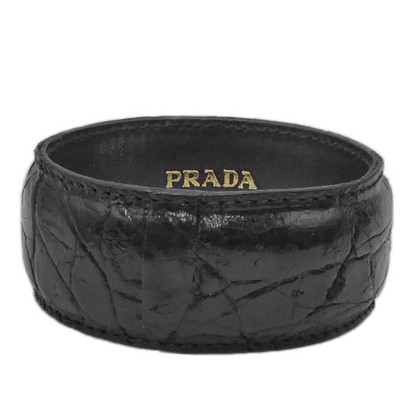 プラダ アクセサリー PRADA クロコダイルxレザー バングル ブレスレット ブラック レディース...