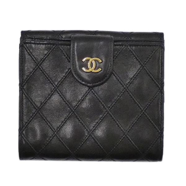 シャネル 財布 CHANEL ラムスキン マトラッセ CC ココマーク Wホック 二つ折り コンパク...