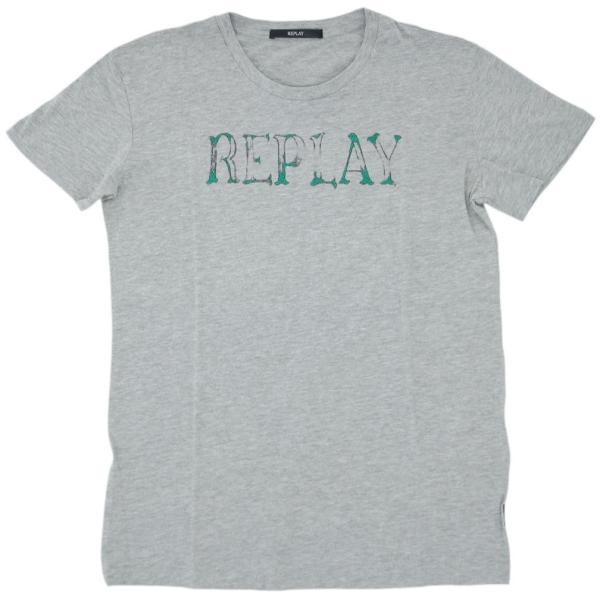 リプレイ Tシャツ W3791L REPLAY レディース 半袖 丸首 REPLAY ロゴプリント ...
