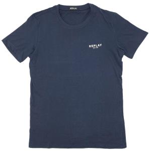 リプレイ Tシャツ M6223 REPLAY メンズ 半袖 丸首 ロゴ プリント ネイビー M.Lサイズ 05012 アウトレット 新品｜kaitsukedoh