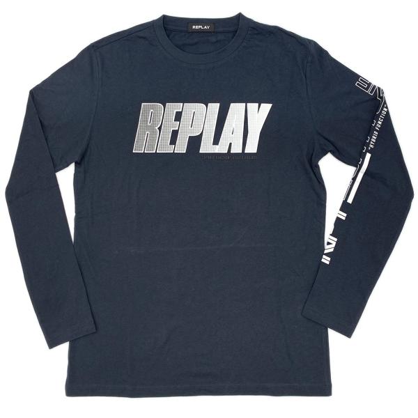 リプレイ Tシャツ M3492 REPLAY メンズ 長袖 丸首 ロゴ RPY EIGHTY ONE...