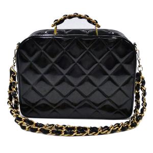 シャネル バッグ CHANEL エナメル パテントレザー マトラッセ 2WAY バニティ ハンドバッグ ブラック レディース T-YJC06158｜kaitsukedoh