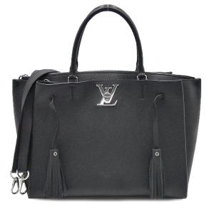 ルイヴィトン バッグ LOUIS VUITTON レザー ロックミート LVロゴ 2WAY トートバッグ ブラック M54569 T-YJL06199｜kaitsukedoh