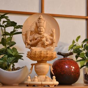 木彫り 仏像 【日蓮上人立像】 桧木 寄木 立12.5寸 総高43cm『日蓮宗 