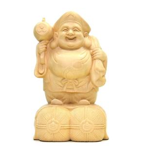 仏像 大黒天 俵座 30cm 桧木 七福神 大黒様 置物 : 栗田こだわり仏像