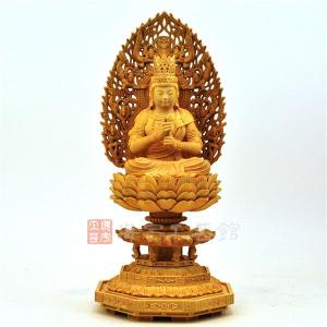 木彫り仏像 柘植【園城寺形訶梨帝母（鬼子母神）倚像】 高約16cm 模造