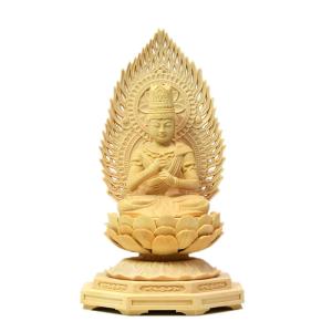 木彫り仏像 七福神之【寿老人】 柘植 金泥付 高さ8.5cm : 海宇工芸館