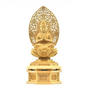 木彫り仏像】 ☆白檀弘法大師（空海） 坐2.0寸 総高16.5cm 「真言宗脇