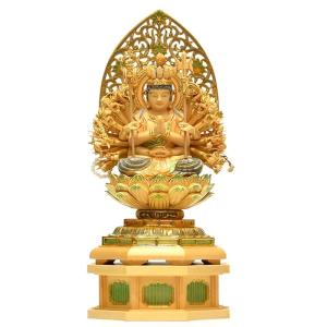 木彫り仏像 七福神之【寿老人】 柘植 金泥付 高さ8.5cm : 海宇工芸館