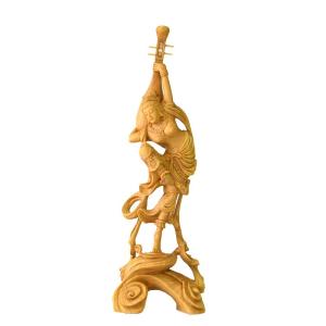 木彫り仏像】 ☆白檀弘法大師（空海） 坐2.0寸 総高16.5cm 「真言宗脇