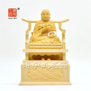 木彫り仏像】 ☆白檀弘法大師（空海） 坐1.5寸 総高12.5cm 「真言宗脇