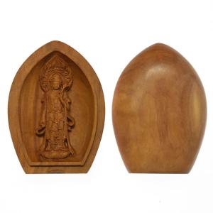 木彫り仏像 蓮型懐中仏/香合仏 【普賢菩薩】 干支お守り本尊・辰年/巳