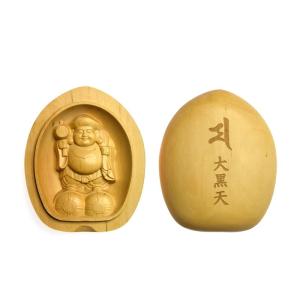 木彫り仏像 蓮型懐中仏/香合仏 【阿弥陀如来】 干支お守り本尊・戌年