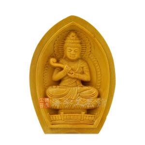 木彫り仏像 蓮型懐中仏/香合仏 【虚空蔵菩薩】 干支お守り本尊・丑年