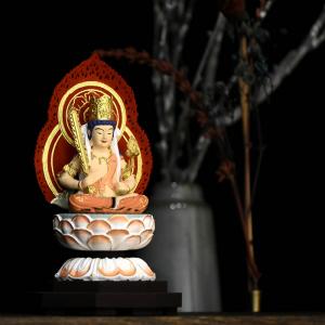 木彫り仏像 蓮型懐中仏/香合仏 【虚空蔵菩薩】 干支お守り本尊・丑年